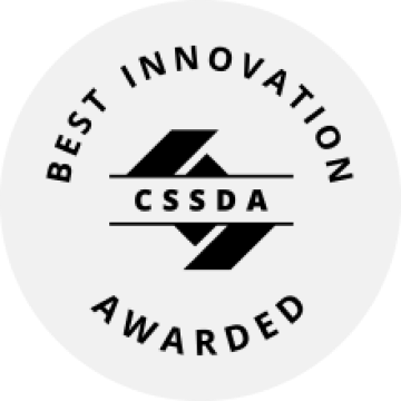 Award seal indicating 'Best Innovation' awarded by CSSDA