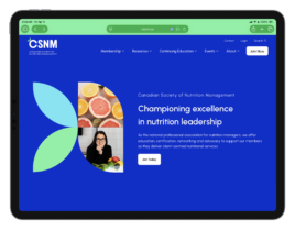 Mockup of the Canadian Society of Nutrition Management website.