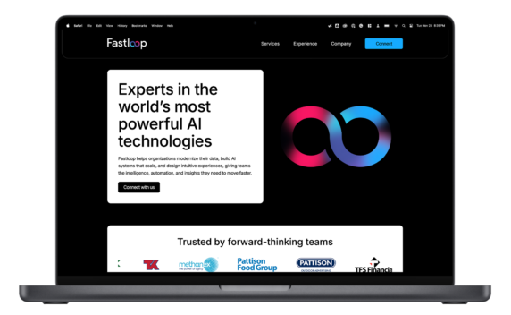 Mockup of the Fastloop website.