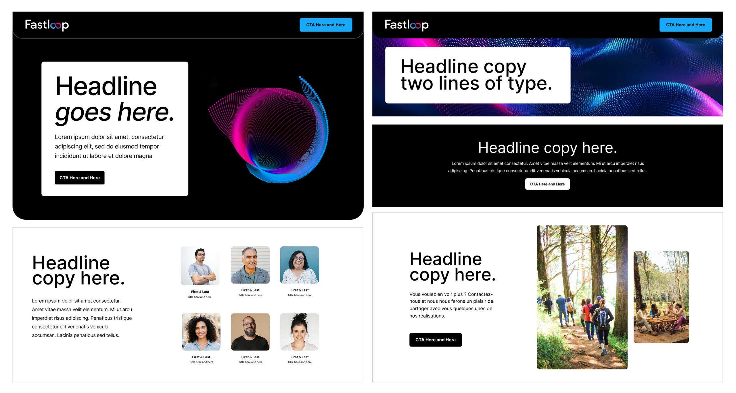 Homepage design concepts created for the Fastloop website redesign